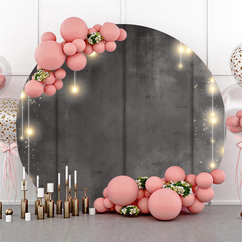 Lofaris Circle Bright Light Round Grey Black Birthday Backdrop