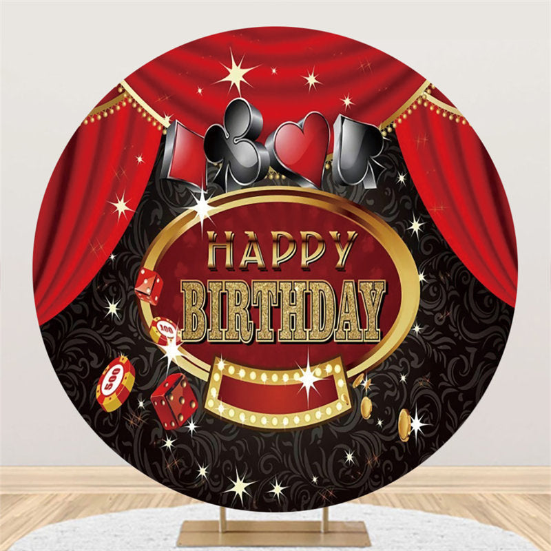 Lofaris Circle Casino Themed Round Happy Birthday Backdrop