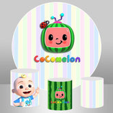 Lofaris Circle Watermelon Stripe Birthday Backdrop For Party