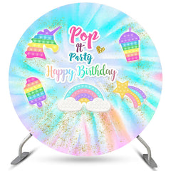 Lofaris Circle Colorful Rainbow Pop It Birthday Party Backdrop