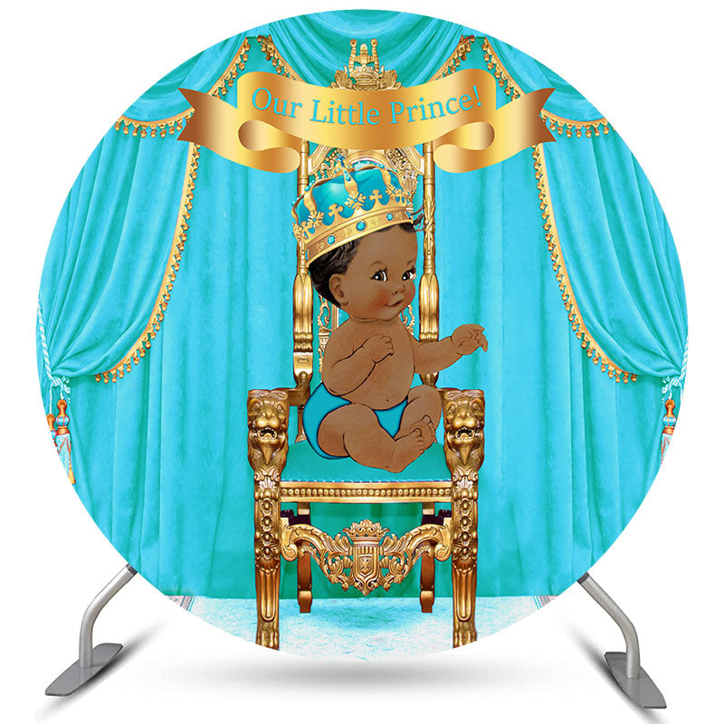 Lofaris Circle Cyan Our Little Prince Baby Shower Backdrop