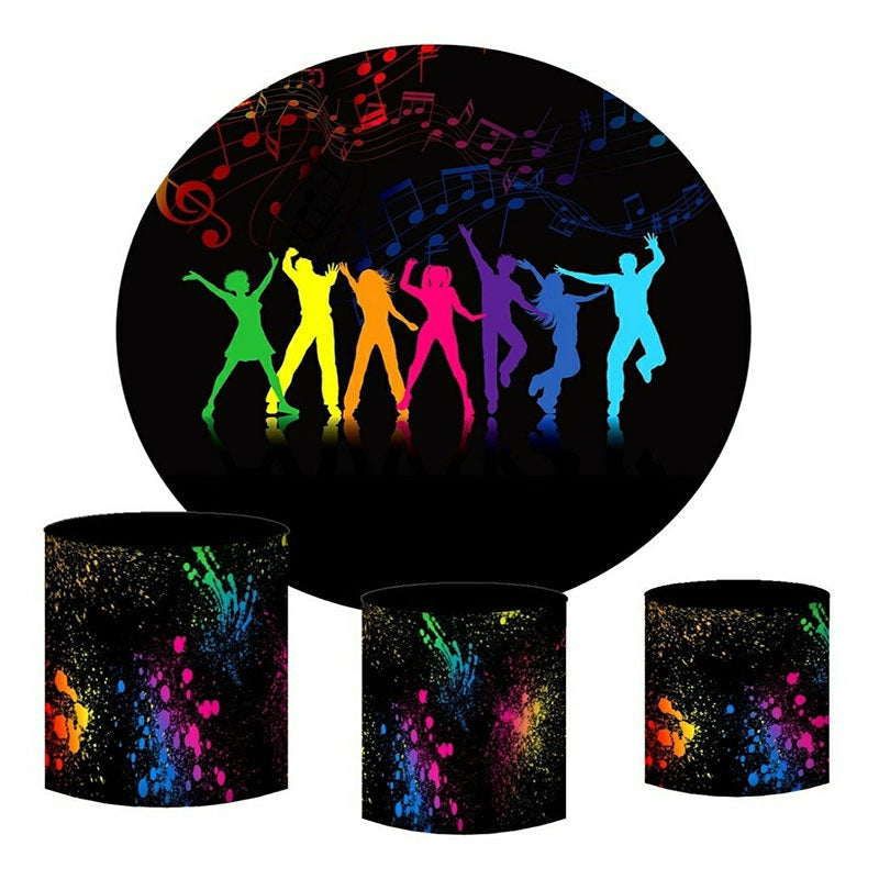 Lofaris Circle Dancing People Black Birthday Party Backdrop