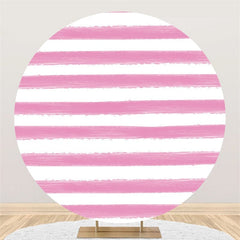 Lofaris Circle Dark Pink White Stripe Happy Birthday Backdrop