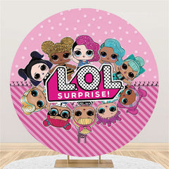 Lofaris Circle Glitter Girls Round Pink Birthday Backdrops