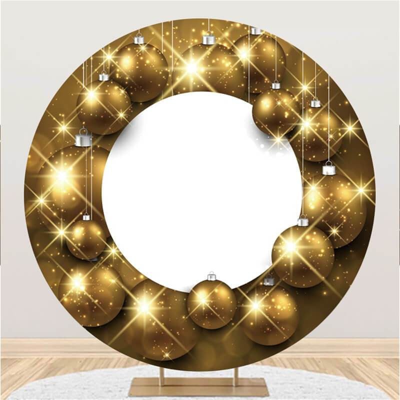 Lofaris Circle Glitter Gold Ball Birthday Backdrop For Party