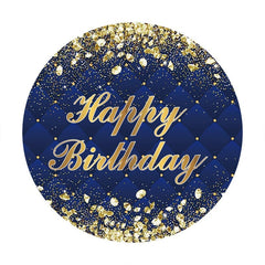 Lofaris Circle Gold And Navy Happy Birthday Backdrop For Party