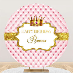 Lofaris Circle Gold Glitter Happy Birthday Princess Backdrop