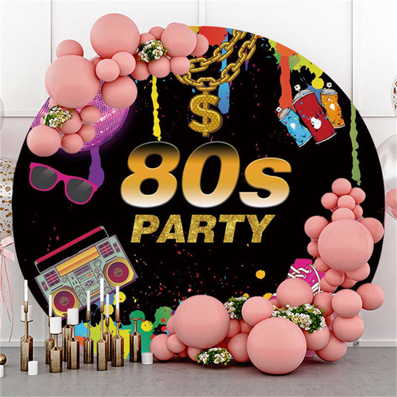 Lofaris Circle Graffiti 80s Party Backdrop For Happy Birthday