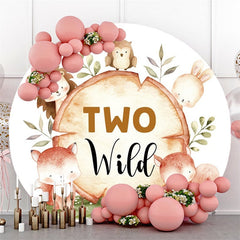 Lofaris Circle Jungle Animals Round Wood 2Nd Birthday Backdrop