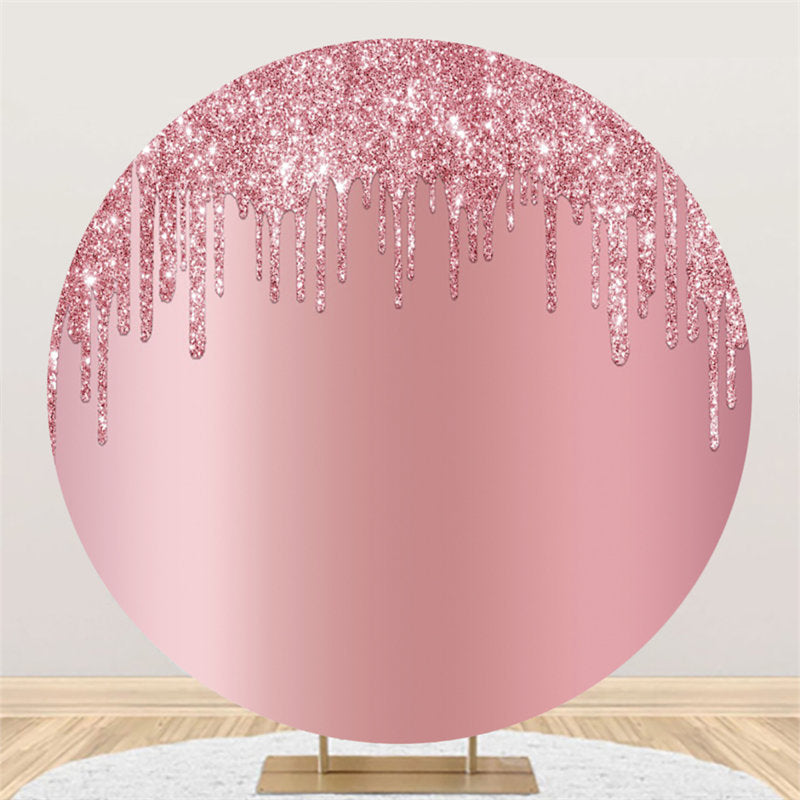 Lofaris Circle Light Pink Glitter Birthday Party Backdrops
