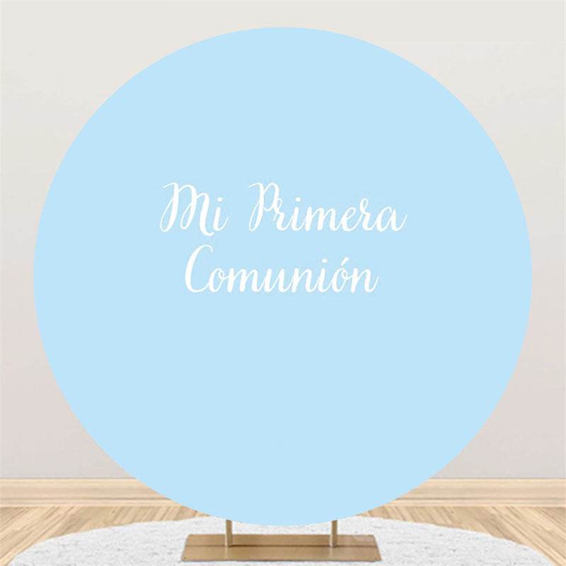 Lofaris Circle Mi Primera Comunion Round Blue Baby Shower Backdrop
