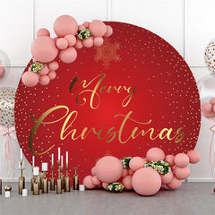 Lofaris Circle Navy Red And Gold Merry Christmas Backdrops