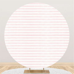 Lofaris Circle Pink And White Stripes Birthday Party Backdrop