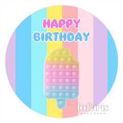 Lofaris Circle Rainbow Pop It Birthday Round Backdrops