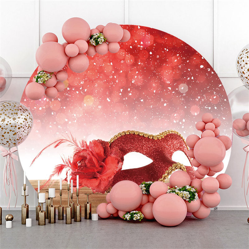 Lofaris Circle Red Bokeh Glitter Masquerade Party Backdrop