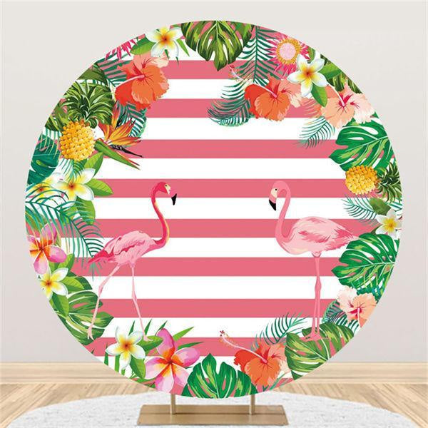 Lofaris Circle Red-Crowned Crane Stripe Happy Birthday Backdrop