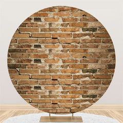 Lofaris Circle Simple Light Red Bricks Birthday Party Backdrop