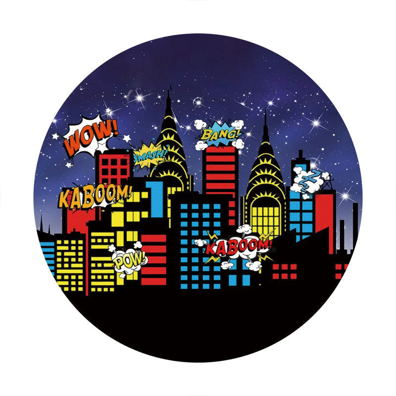 Lofaris Circle Star Night High Builddings Birthday Backdrop
