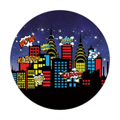 Lofaris Circle Star Night High Builddings Birthday Backdrop