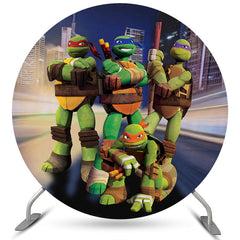 Lofaris Circle Turtle Ninja Round Boys Happy Birthday Backdrop