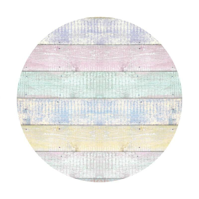 Lofaris Circle Wooden Colored Simple Happy Birthday Backdrop