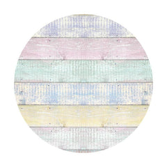 Lofaris Circle Wooden Colored Simple Happy Birthday Backdrop