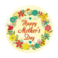 Lofaris Circle Yellow Floral Wreath Happy Mothers Day Round Backdrops