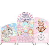Lofaris Circus Animals Performance Pink Arch Backdrop Kit