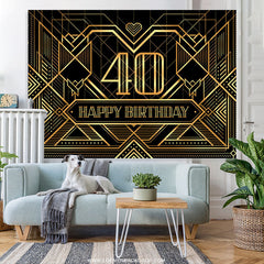 Lofaris Classic Lines Black Happy 40Th Birthday Backdrop