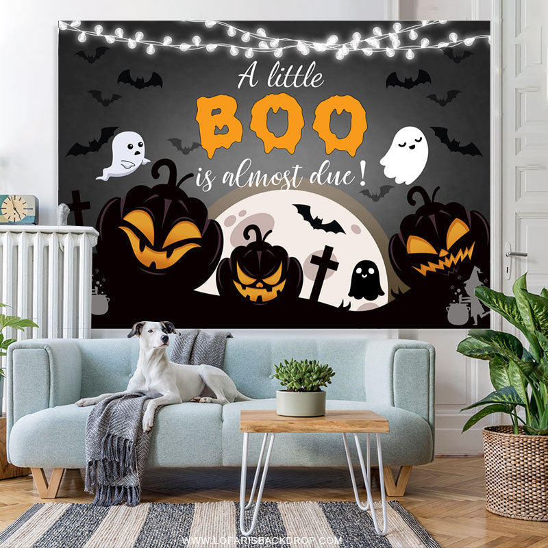 Lofaris (Clearance) A Little Boo Is Almost Due Black Halloween Backdrop