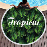 Lofaris Coastal Passion Green Tropical Round Beach Towel