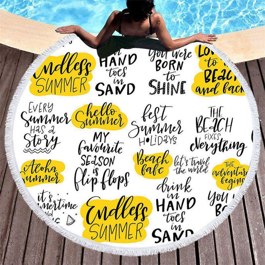 Lofaris Coastal Passion Summer Sayings Fun Round Beach Towel