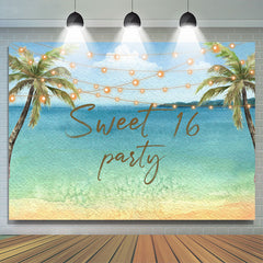 Lofaris Coconet Tree Summer Beach Sweet 16th Birthday Backdrop
