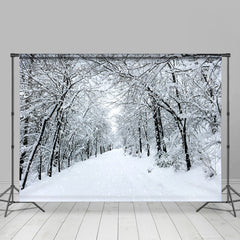 Lofaris Cold Snowy And Mysterious Highway White Winter Backdrop