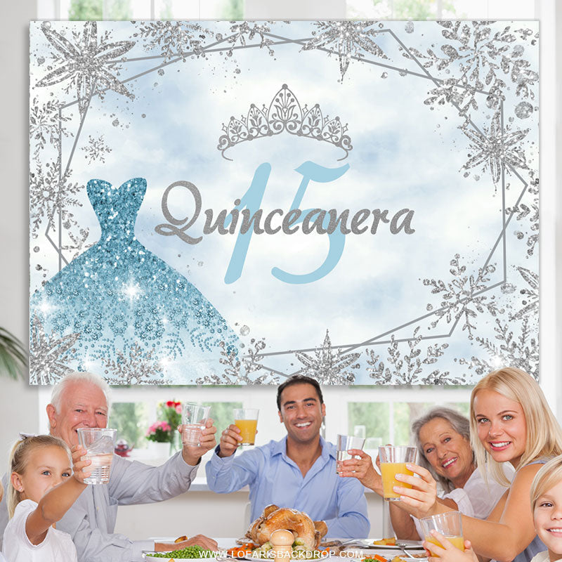 Lofaris Cold Winter With Crown Happy 15Th Birthday Backdrop