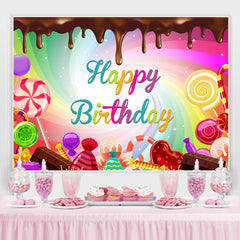 Lofaris Color Candy World Chocolates Happy Birthday Backdrop