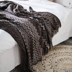 Lofaris Color Striped Knit Blanket Boho Themed Sofa Decorative