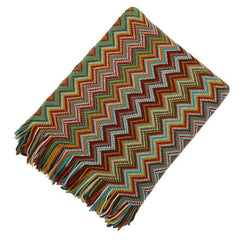 Lofaris Color Striped Knit Blanket Boho Themed Sofa Decorative