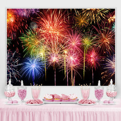 Lofaris Colored And Black Firewokes Birthday Backdrop For Party