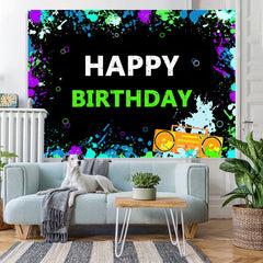 Lofaris Colored And Graffiti Black Happy Birthday Backdrop