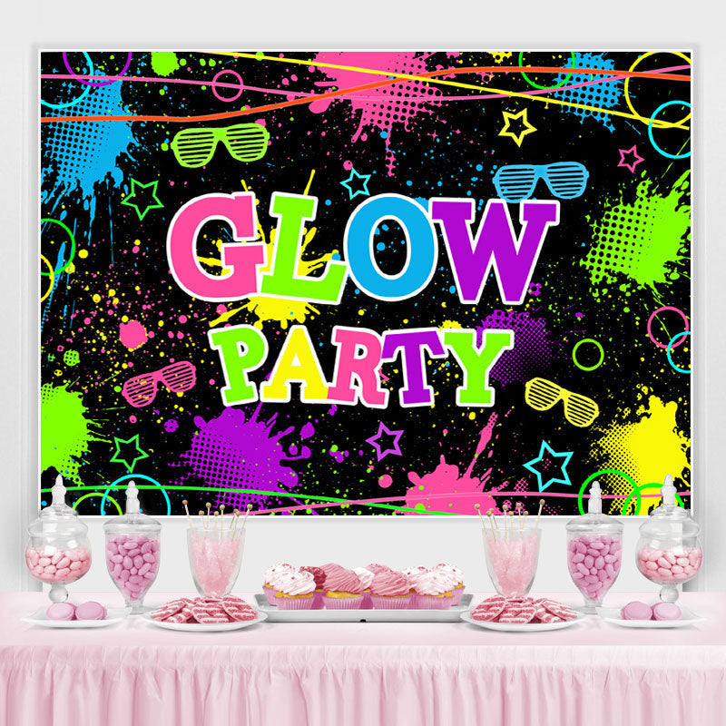 Lofaris Colored And Graffiti Glow Party Birthday Backdrop