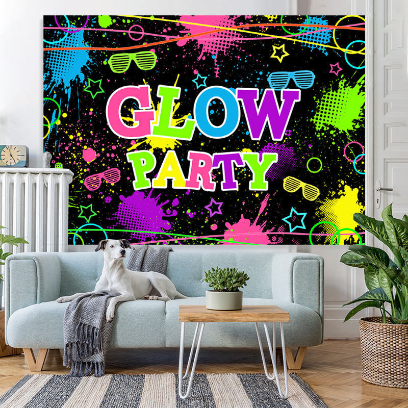 Lofaris Colored And Graffiti Glow Party Birthday Backdrop