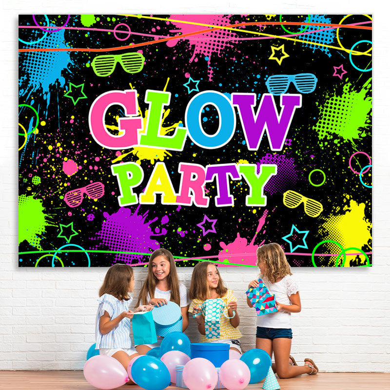 Lofaris Colored And Graffiti Glow Party Birthday Backdrop