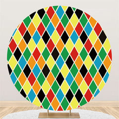 Lofaris Colored Diamond Theme Happy Birthday Circle Backdrop