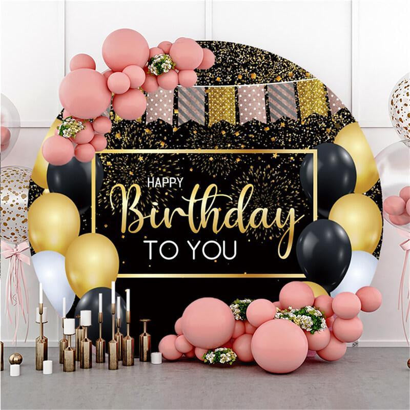 Lofaris Colored flag Circle Happy Birthday Backdrop For Party