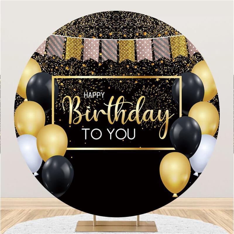 Lofaris Colored flag Circle Happy Birthday Backdrop For Party