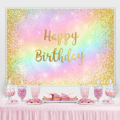 Lofaris Colored Gold Glitter Happy Birthday Backdrop for Girl