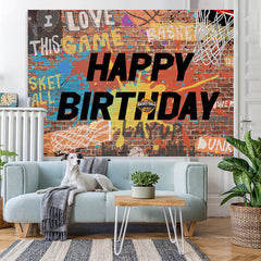 Lofaris Colored Graffiti Happy Birthday Backdrop for Party
