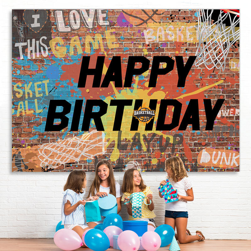 Lofaris Colored Graffiti Happy Birthday Backdrop for Party