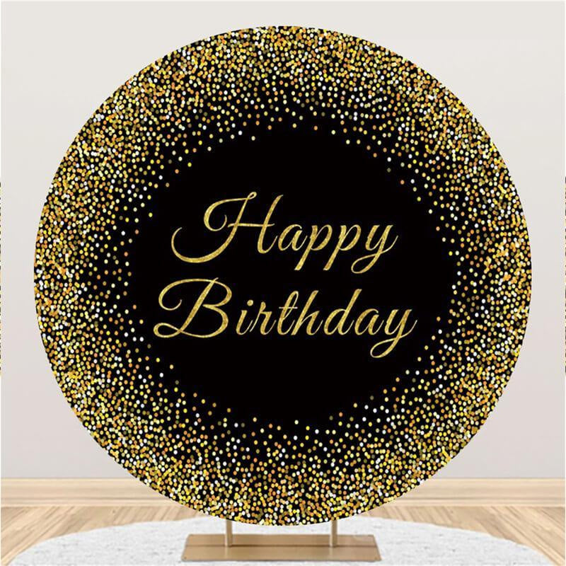 Lofaris Colored Point Black Circle Happy Birthday Backdrop